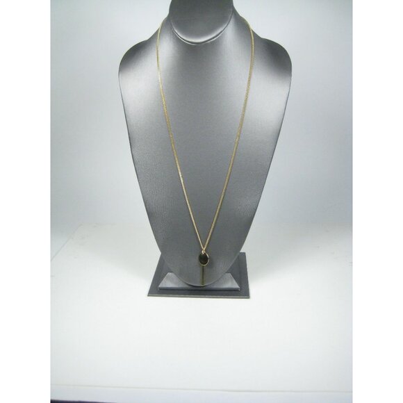 J.Crew Gold Tone Necklace Circle Bar Pendant Chain Modern Signed Geometric Charm - Picture 7 of 10